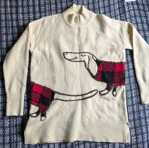 LOFT Cream Dachshund Sweater